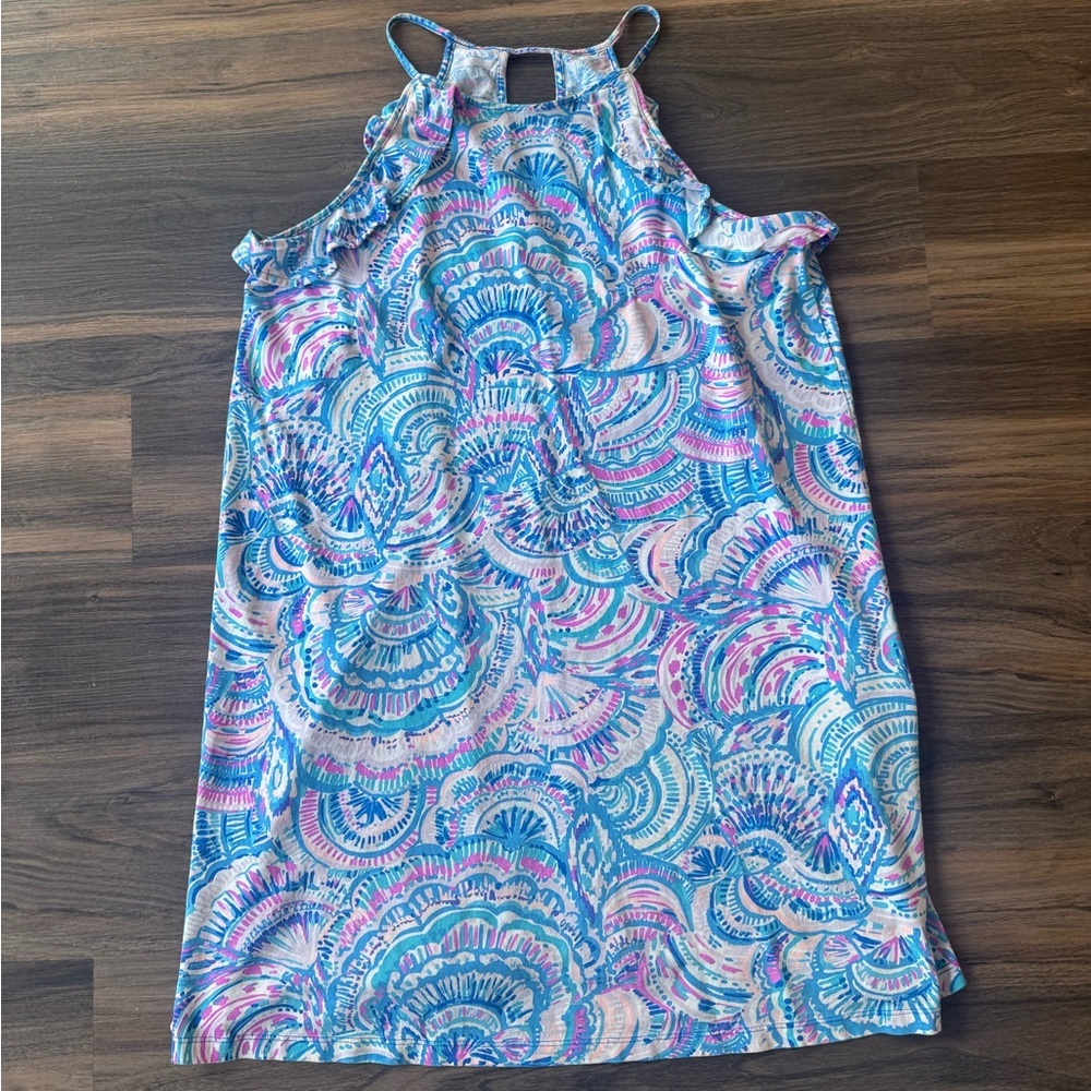 Lilly Pulitzer Billie Ruffled Tank Happy as a Clam Dress sz L